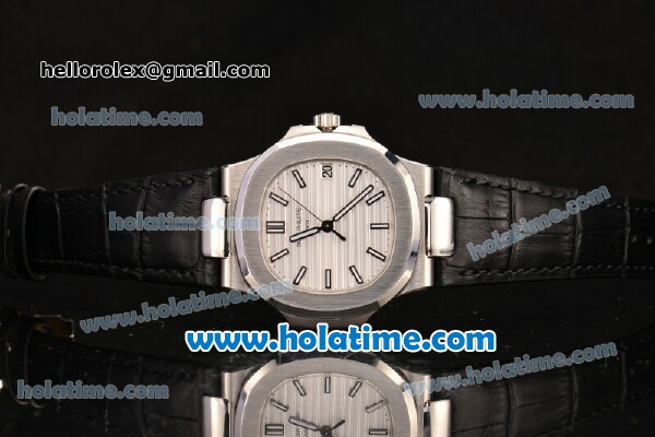 Patek Philippe Nautilus Swiss ETA 2824 Automatic Steel Case with Stick Markers and White Dial - 1:1 Original (ZF) - Click Image to Close